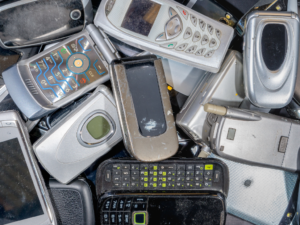 Cell phones contain potentially toxic materials, which means they need to be recycled properly and not thrown in the trash
